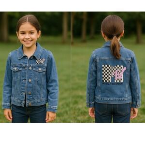MTV Logo Denim Jacket Kids Large 10-12 80s Retro Music Video‎ Costume Jean Patch